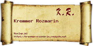 Kremmer Rozmarin névjegykártya